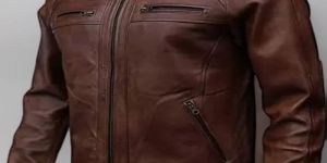 Mens Distressed Full Grain Leather Jacket