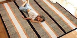 Hand Woven Jute & Korai Grass Placemat Set with Geometric Pattern