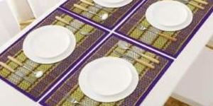 Purple Bordered Woven Placemat Set