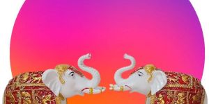 White Elephant Fibre Statues