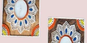 Rangoli Wooden T- Light Holder