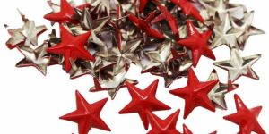 Metal Red Silver Star Stud