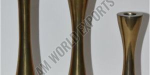 Modern Polished Brass Taper Candle Holder Set OF 3 Pcs