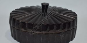 Ribbed Black Decorative Jewelry Box