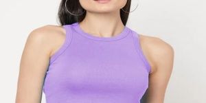 Ladies Polyester Rib Crop Tops