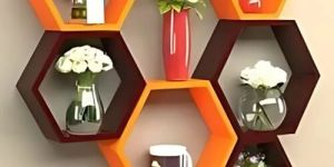 Hexegaon Wooden Intersecting Wall Shelves
