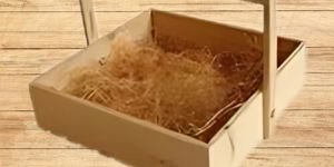 Square Wooden Basket with Handle