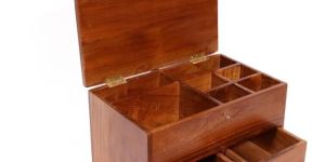 Decorative Wood Utility Organizer Brass Knob Storage Box