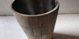 Decorative Wood Utility Vessel Tiled Cone Container