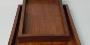 Minimalist Rectangular Organizer Duo Natural Wood Tray Set