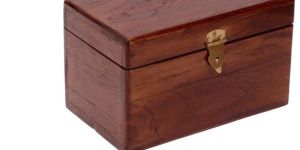 Rectangular Grain Finish Wooden Box with Golden Latch
