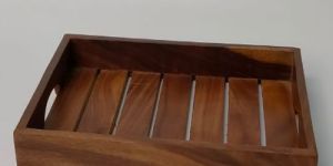 Rectangular Slatted Server Wooden Tray