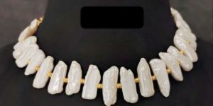 Baroque Pearl Brass Necklace