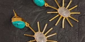 Gemstone Brass Earrings