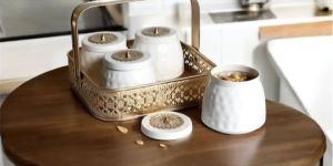 Metal Gifting Basket Dry Fruit Jar Set