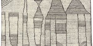 Modern Cream & Brown Abstract Geometric Plush Area Rug