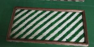 Diagonal Stripe Bamboo Tray Duo