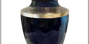 blue brass engraved adult cremation urn