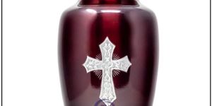 burgundy cross aluminum adult cremation urn