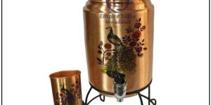 peacock printed finish copper water dispenser