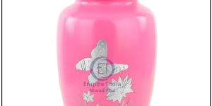 pink butterfly lotus engraved aluminum adult cremation urn