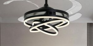 PQG Nehza Black Rings Ceiling Fan Chandelier