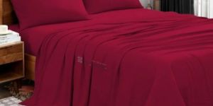100% Egyptian Burgundy Cotton Three Piece Bed Sheet Set