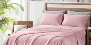 100% Organic Bamboo Rose Pink Four Piece Bed Sheet Set