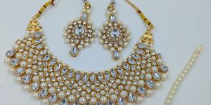 Classic White Kundan & Pearl Bridal Choker Set