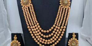 Grand Gold Tone Bridal Kundan & Pearl Necklace Set