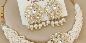 Traditional Moti & Kundan Braided Choker Set