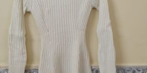 Beige Ladies Long Woolen Dress