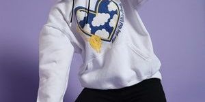White Poly Cotton Fleece Puff Printed Hoodie