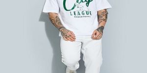 Mens White and Green Cotton Round Neck Printed T-Shirt