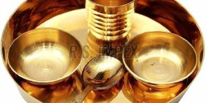 Round Laddu Gopal Brass Bhog Thali Set