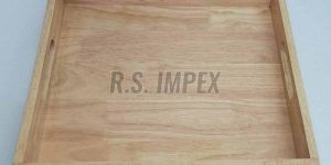 Square Glossy Natural Wooden Tray