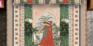 Garden Arch Red Robe Heritage Print Soft Weave Royal Legacy Bedsheet