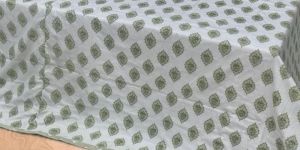 Green & White Cosmos AC Dohar Double Bed Sheets