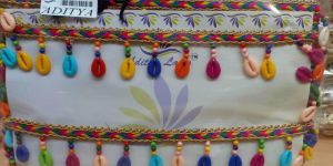 Multicolor Beaded and Shell Decorative Lace Trim Handbag