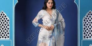 Blue Blossom Thread Work Suit