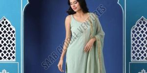 Seafoam Elegance Gota Patti Suit
