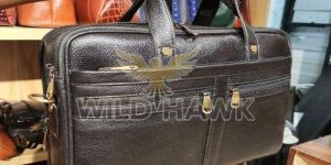 Mens Black Genuine Leather Briefcase and Laptop Bag