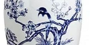 Glazing Printed Blue Ceramic Flower Vase