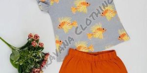 Girls Fish Print T-shirt with Shorts