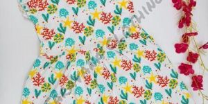 Girls Under the Sea Print Ruffled Dress