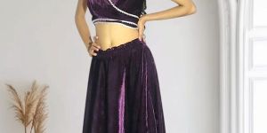 Purple Velvet Ladies Skirt Set