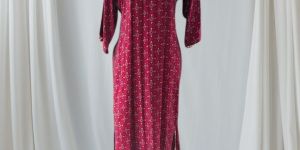 Wine Red Printed Rayon Ladies Kurti