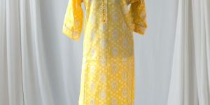 Yellow Printed Rayon Kurti
