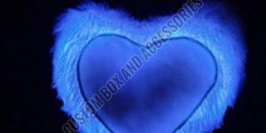 Heart Shape Blue Fur Photo Printed Sublimation LED Cushion