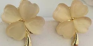 Flower Golden Brass Imitation Earring Stud Earrings